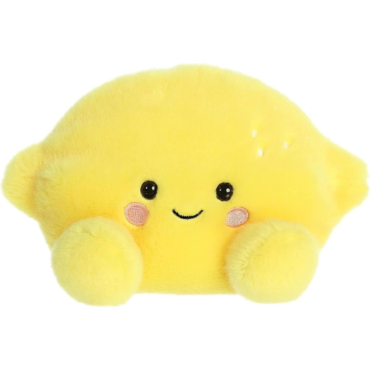 Front view thumbnail of the cute Yuzu Lemon plush sitting straight, highlighting its symmetrical tiny yellow feet, rosy cheeks, and happy embroidered smile.
