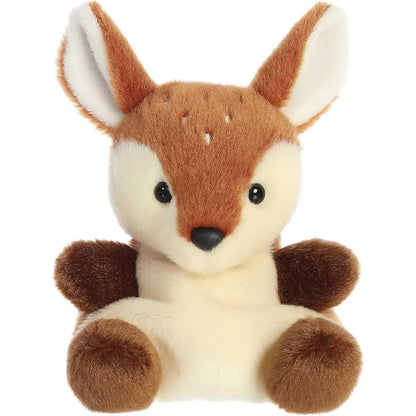 Front view thumbnail of the cute Dalia Fawn plush sitting straight, highlighting its dark safety eyes, black button nose, and chocolate brown paws.