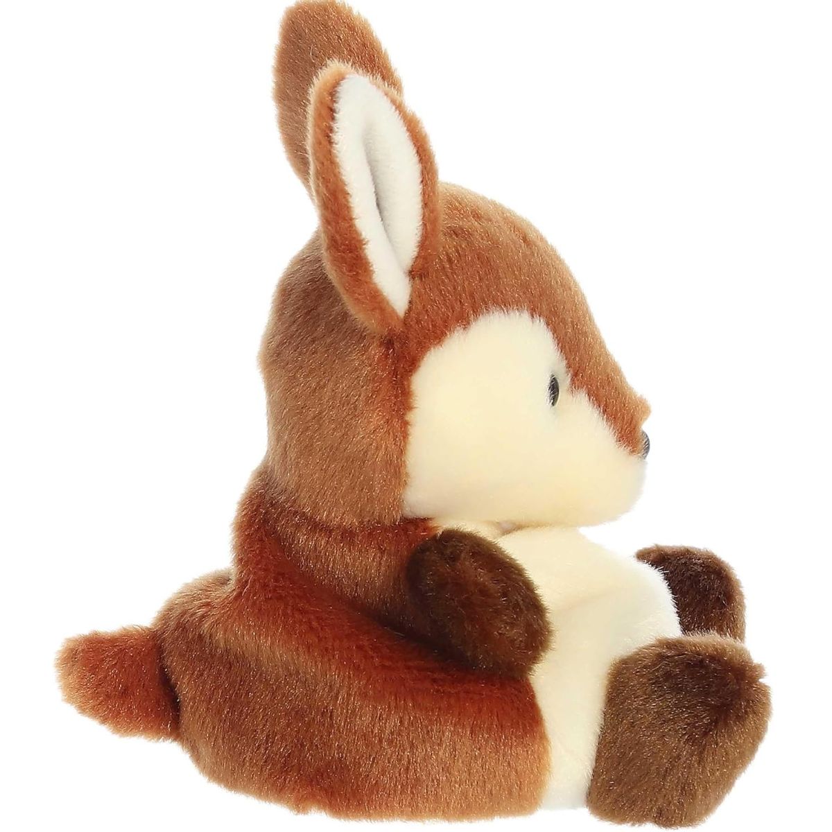 Side profile thumbnail of the mini deer plush showcasing its rounded back, cream-colored underbelly, and upright ear profile.