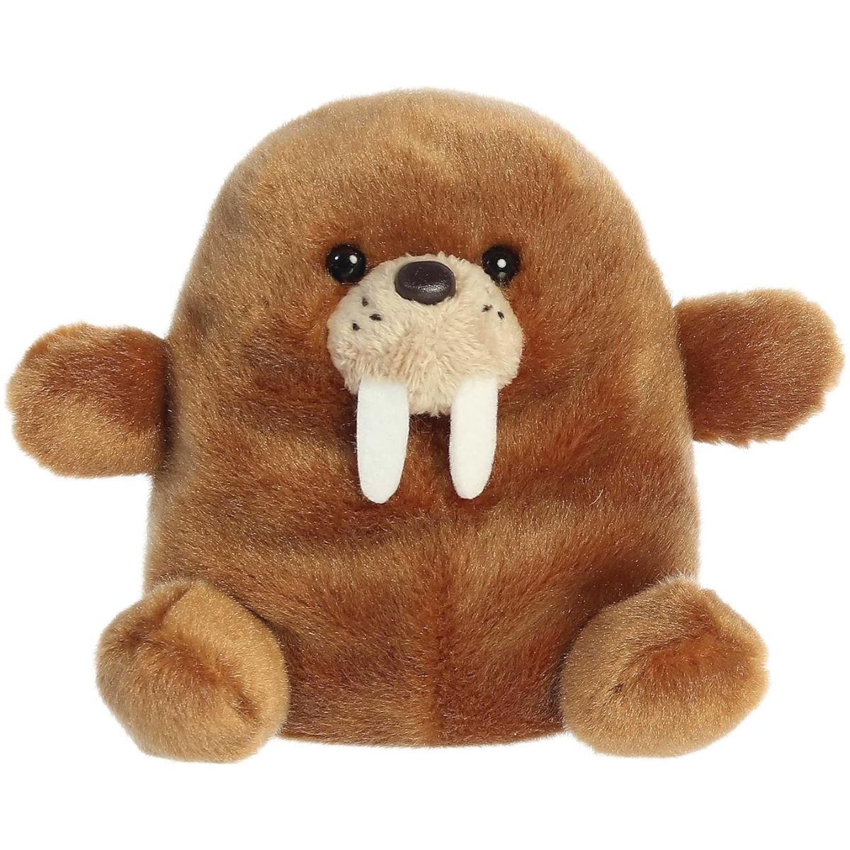 Front view of the adorable Aurora Waldo Walrus stuffed animal featuring a sweet face, dark eyes, and a cream-colored muzzle.