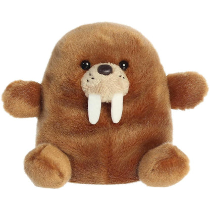 Front view of the adorable Aurora Waldo Walrus stuffed animal featuring a sweet face, dark eyes, and a cream-colored muzzle.