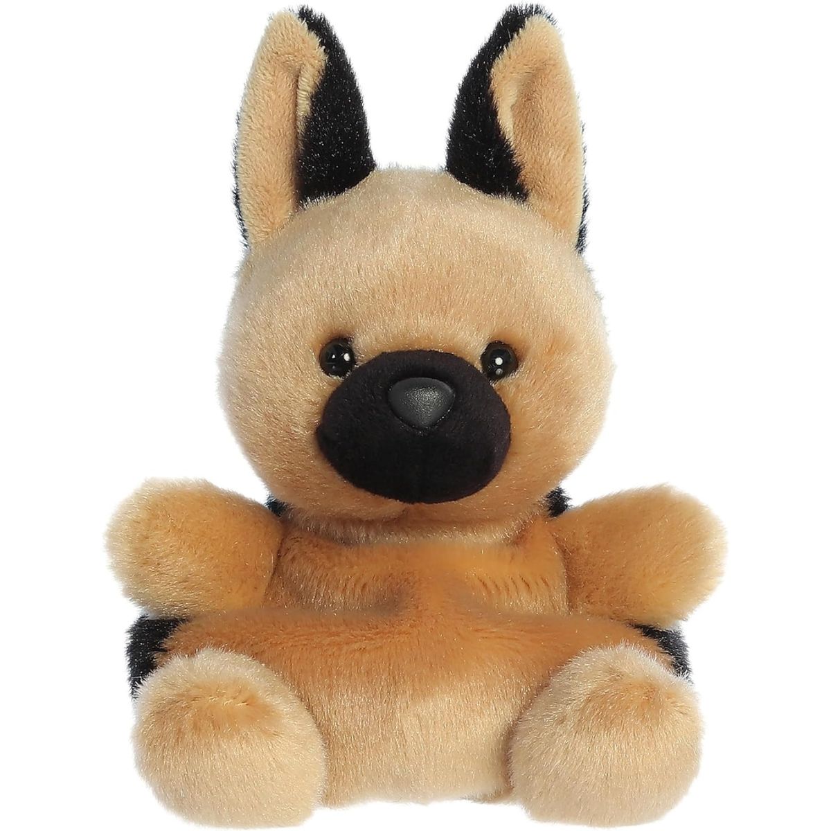 Front view thumbnail of the cute Hans German Shepherd plush sitting straight, highlighting its dark safety eyes, round black nose, and symmetrical tan paws.