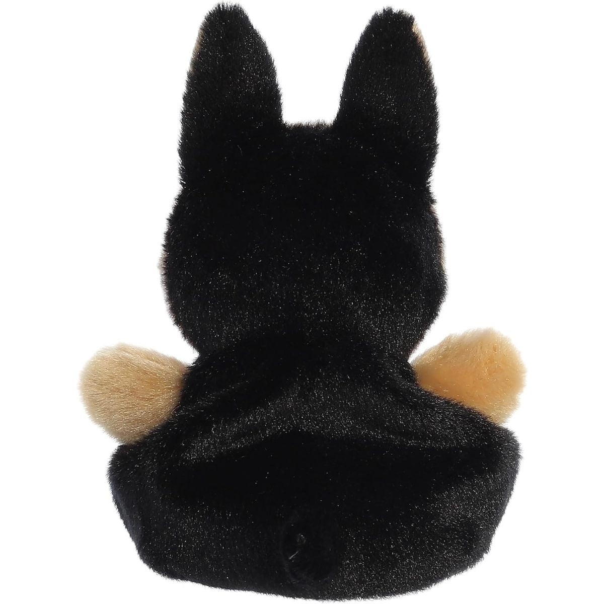 Rear view thumbnail of the Aurora German Shepherd stuffed toy displaying its solid black plush saddle back, black ear backing, and small extended tail.
