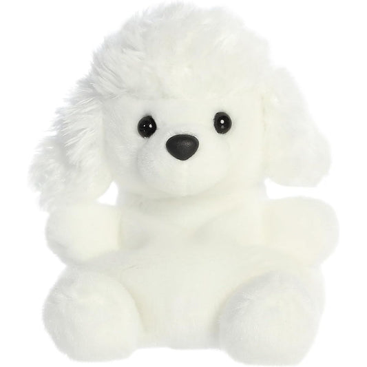 Front view thumbnail of the cute white Lulu Poodle plush sitting straight, highlighting its dark safety eyes and small extended white paws.