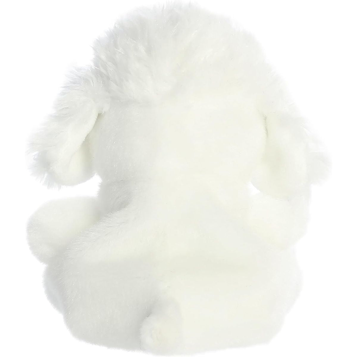 Rear view thumbnail of the Aurora poodle stuffed toy displaying its smooth white plush back and tiny white tail.