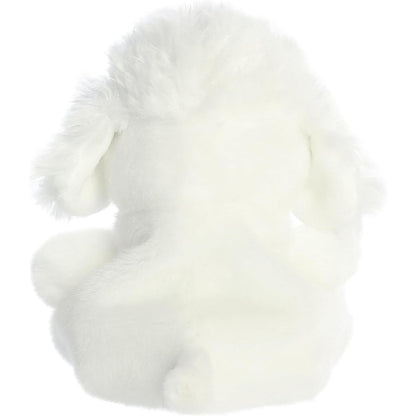 Rear view thumbnail of the Aurora poodle stuffed toy displaying its smooth white plush back and tiny white tail.