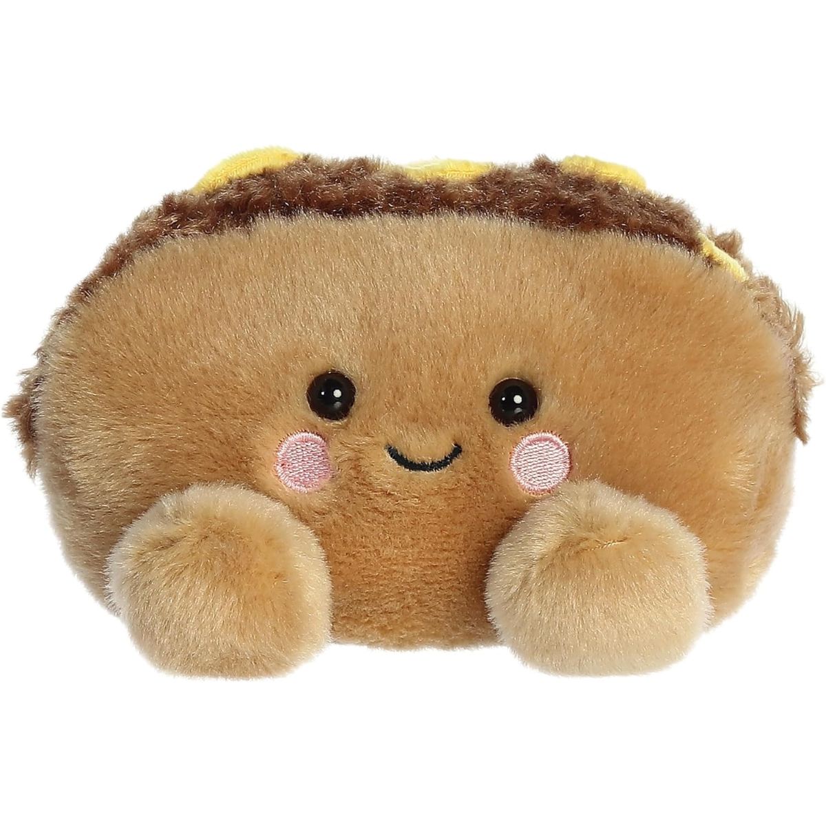 Front view thumbnail of the cute Mike Philly Cheesesteak plush sitting straight, highlighting its friendly expression, rosy pink cheeks, and small tan feet.
