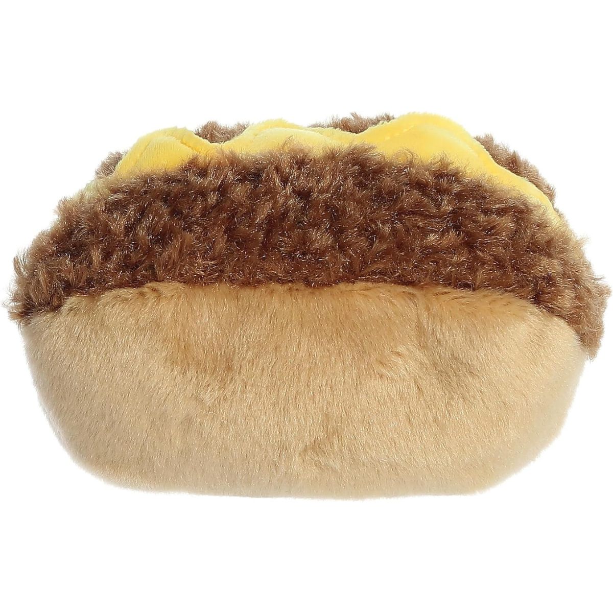 Rear view thumbnail of the Aurora cheesesteak stuffed toy displaying its smooth, solid tan plush hoagie backing and dark steak top line.