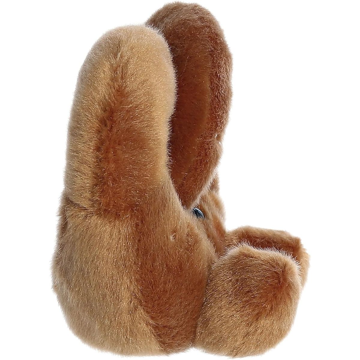 Side profile thumbnail of the mini pretzel plush showcasing its soft, layered twist depth and upright seated posture.