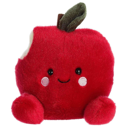 Front view thumbnail of the cute Crisp Red Apple plush sitting straight, highlighting its symmetrical tiny red feet, rosy cheeks, and happy embroidered smile.