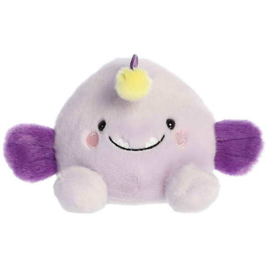 Front view thumbnail of the cute Blinky Angler Fish plush sitting straight, showcasing its friendly expression, rosy cheeks, and front lavender feet.