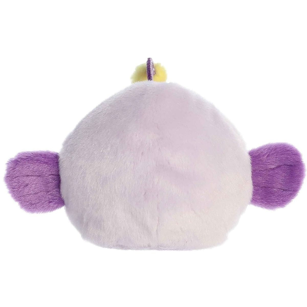 Rear view thumbnail of the Aurora angler fish stuffed toy displaying its smooth pale purple back and outspread deep purple fins.
