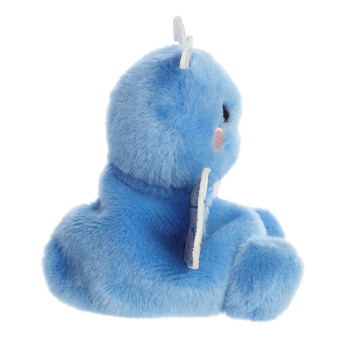 Side profile thumbnail of the mini dragonfly plush showcasing its rounded body shape, upright posture, and the side view of its sparkling silver wings.