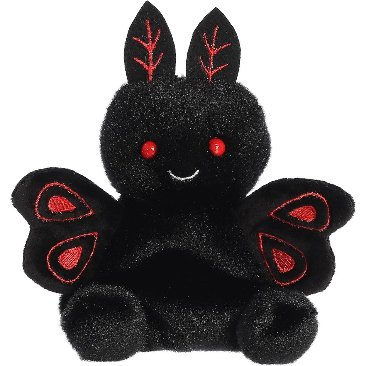 Front view thumbnail of the cute Mortimer Mothman plush sitting straight, showcasing its symmetrical wings and red leaf-patterned antennae.