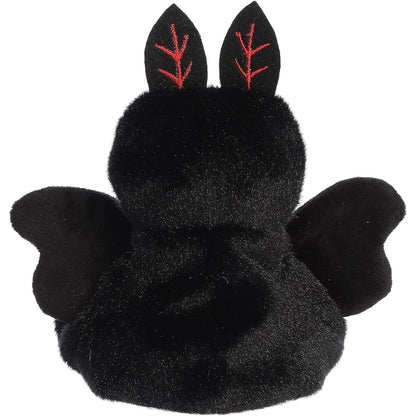 Rear view thumbnail of the Aurora mothman stuffed toy displaying its smooth black plush back and outstretched scalloped wings.