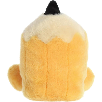 Rear view thumbnail of the Aurora pencil stuffed toy displaying its smooth, solid yellow plush back.