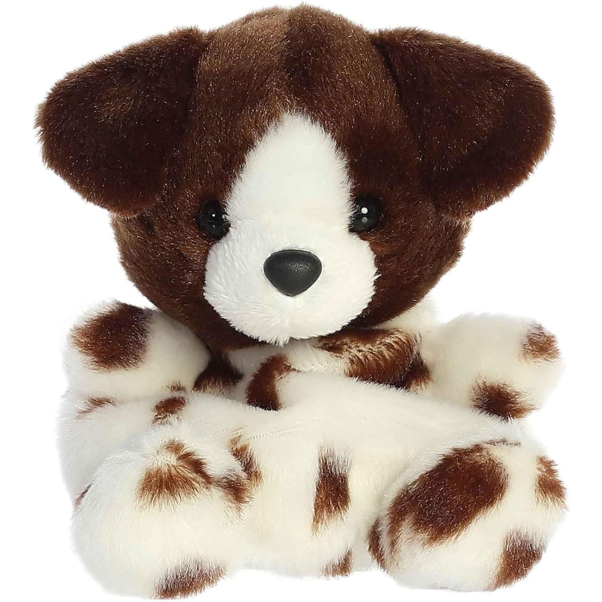 Front view thumbnail of the cute spotted Freckles Pointer plush sitting straight, highlighting its dark safety eyes and tiny extended spotted paws.