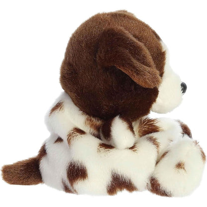 Side profile thumbnail of the mini dog plush showcasing its floppy brown ears, seated profile, and small brown tail.