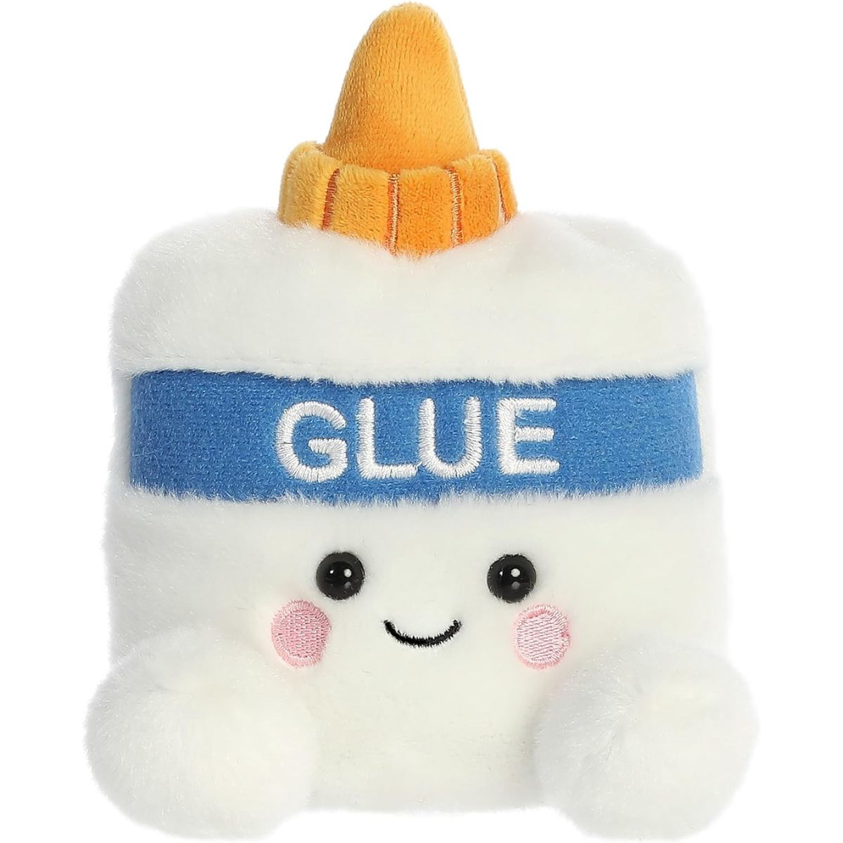 Front view thumbnail of the cute Doodle Gooey Glue plush sitting straight, highlighting its friendly expression, rosy pink cheeks, and small white feet.