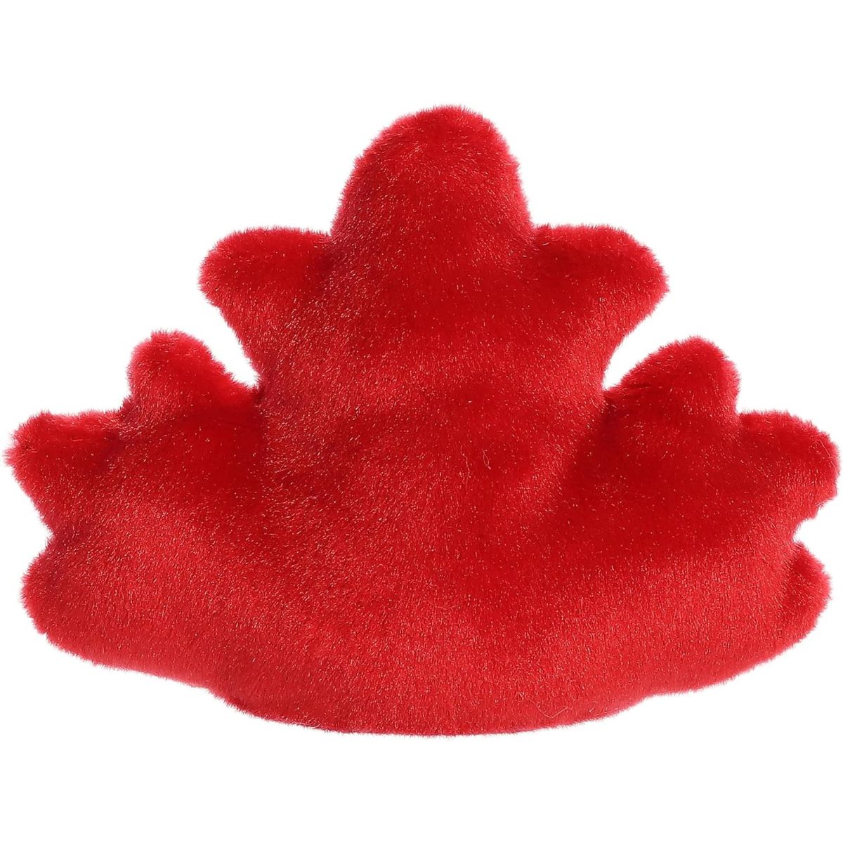 Rear view thumbnail of the Aurora maple leaf stuffed toy displaying its smooth, solid red plush back and pointed contours.