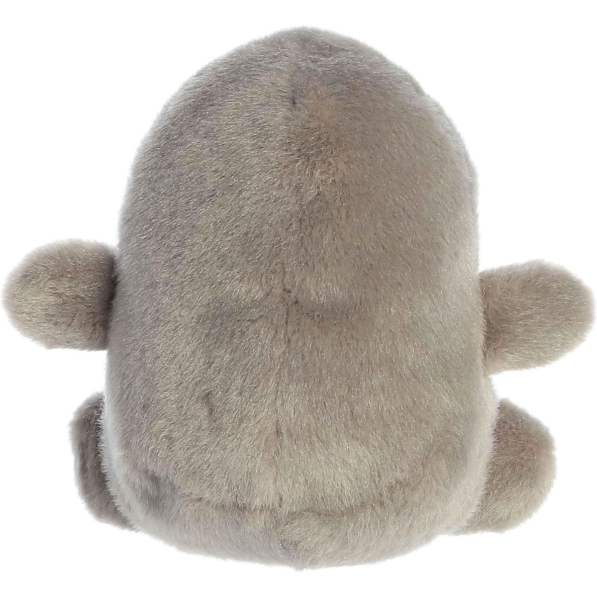 Back view of the Aurora Palm Pals Manatee plush toy showing its solid soft grey back.
