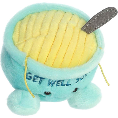 Front angled thumbnail view of the Welly Chicken Soup plush, showing the yellow noodle details trailing out of the bowl.