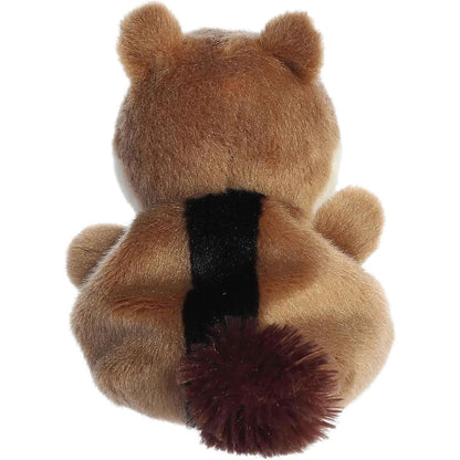 Rear view thumbnail of the Aurora chipmunk stuffed toy displaying its rich brown back, iconic dark center stripe, and shaggy tail.