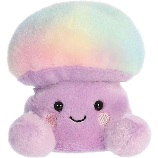 Front view thumbnail of the cute Lunette Mushroom plush sitting straight, highlighting its symmetrical lavender feet, rosy cheeks, and happy embroidered smile.