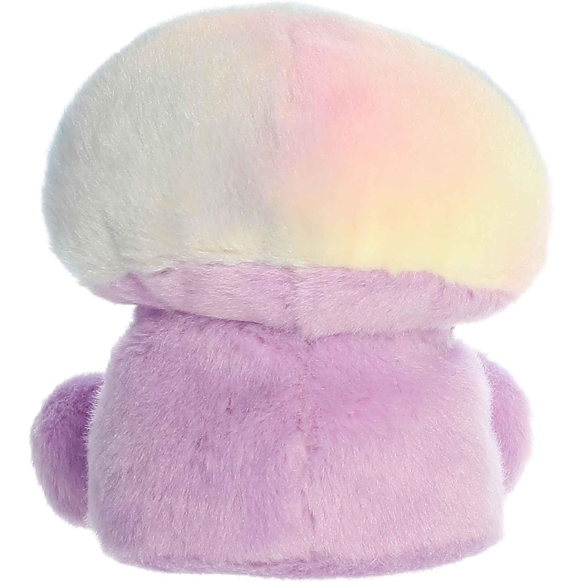 Rear view thumbnail of the Aurora mushroom stuffed toy displaying its smooth pastel rainbow backing and solid lavender plush stem.