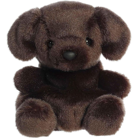 Front view of the adorable Aurora Sienna Chocolate Lab stuffed animal featuring a sweet face, dark eyes, and a cute black nose.
