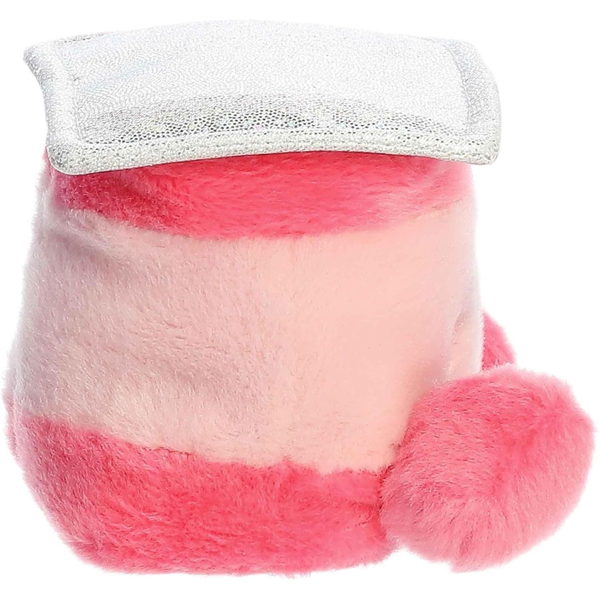 Side profile thumbnail of the mini yogurt plush showcasing its rounded cup shape, flat fabric lid profile, and soft seated posture.
