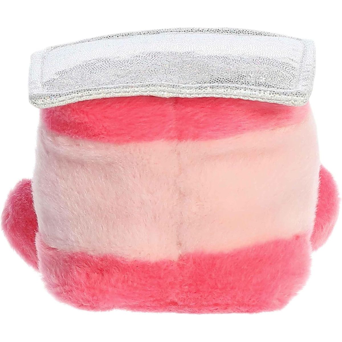 Rear view thumbnail of the Aurora yogurt cup stuffed toy displaying its smooth, two-toned pink plush backing.
