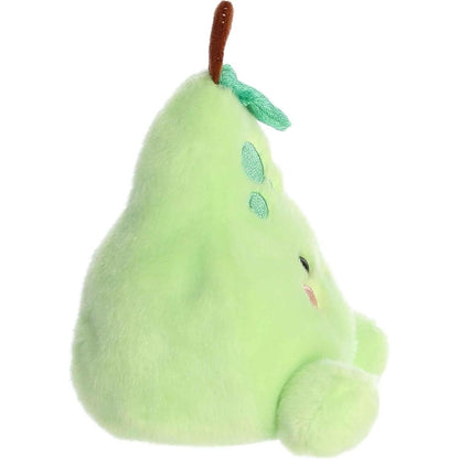 Side profile thumbnail of the mini pear plush showcasing its tapered bell shape, top stem angle, and soft seated posture.