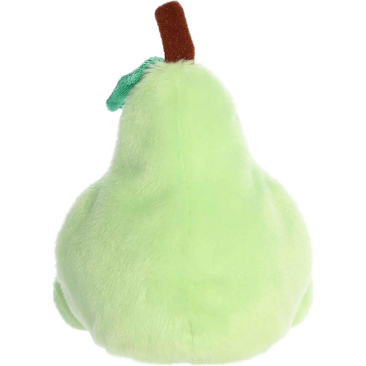 Rear view thumbnail of the Aurora pear stuffed toy displaying its smooth, solid lime-green plush back.