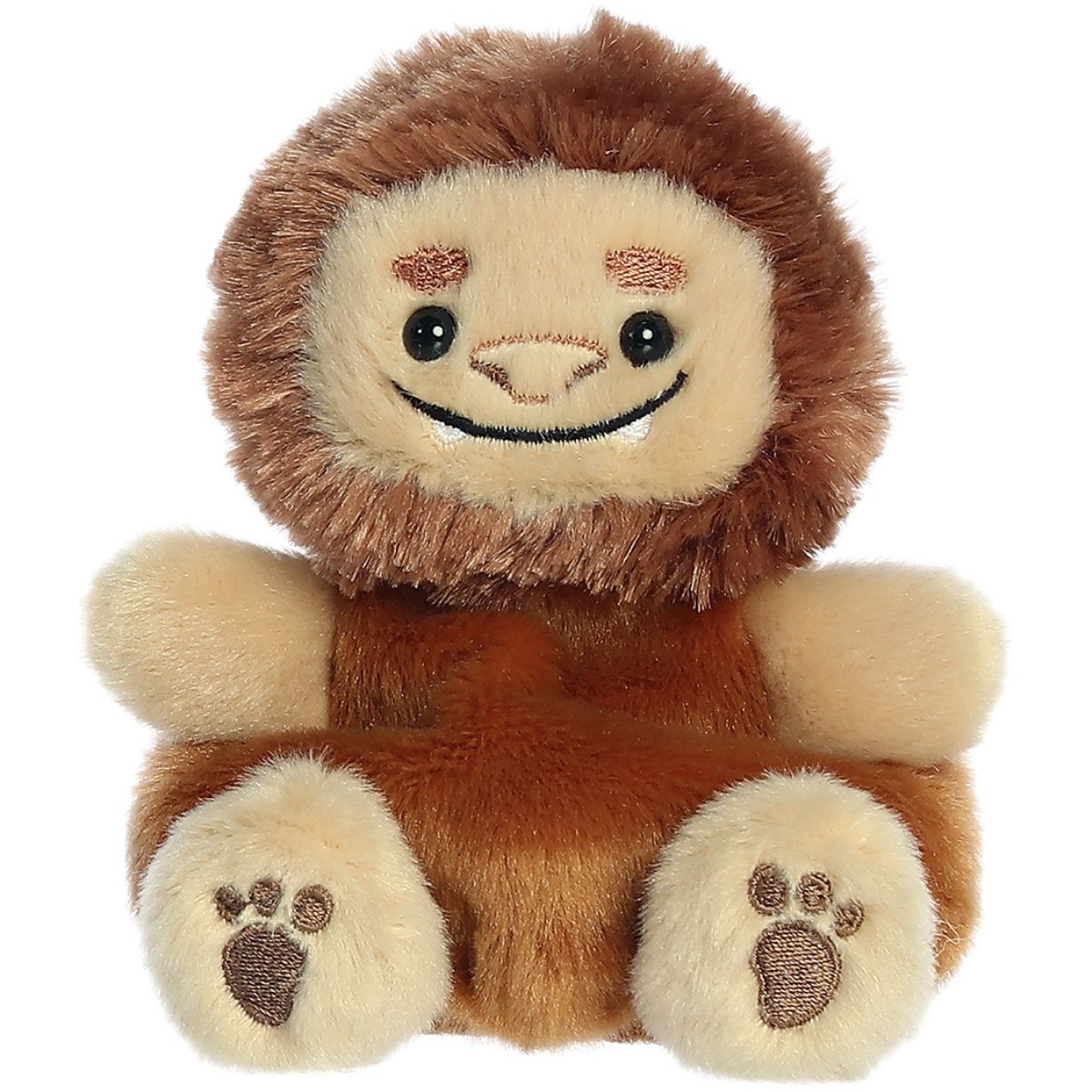 Front view thumbnail of the cute Brock Big Foot plush sitting straight, highlighting its wide stitched smile and symmetrical tan feet.