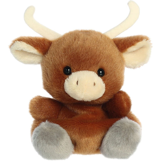 Front view thumbnail of the cute Landon Longhorn plush sitting straight, highlighting its symmetrical face, dark eyes, and seated posture.