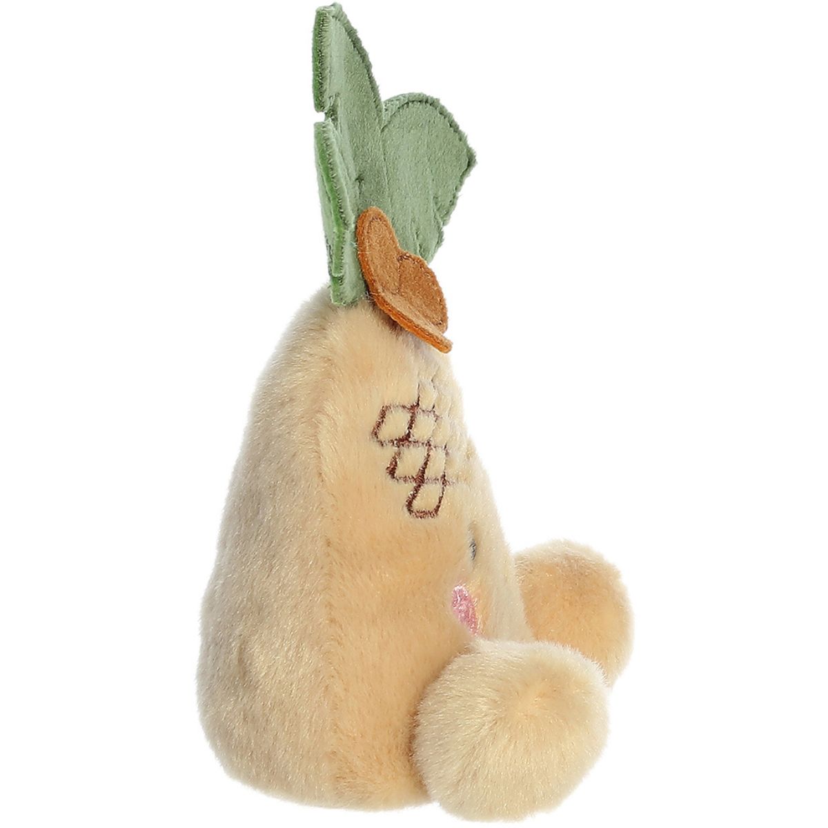 Side profile thumbnail of the mini palm tree plush showcasing its stable base, upright trunk, and layered green leaves.