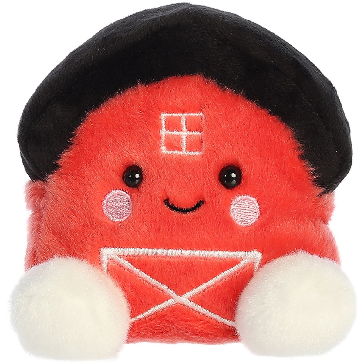 Front view thumbnail of the cute Oakley Barn plush sitting straight, highlighting its happy embroidered smile, rosy pink cheeks, and symmetrical white paws.
