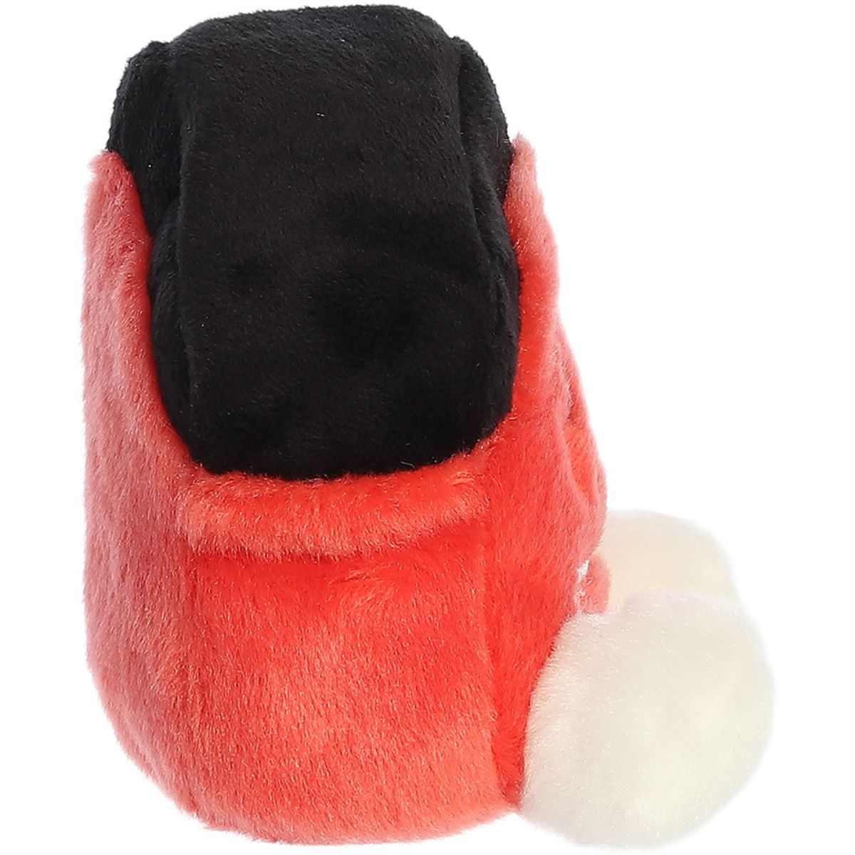 Side profile thumbnail of the mini barn plush showcasing its structural depth, red body, and black roof slope.