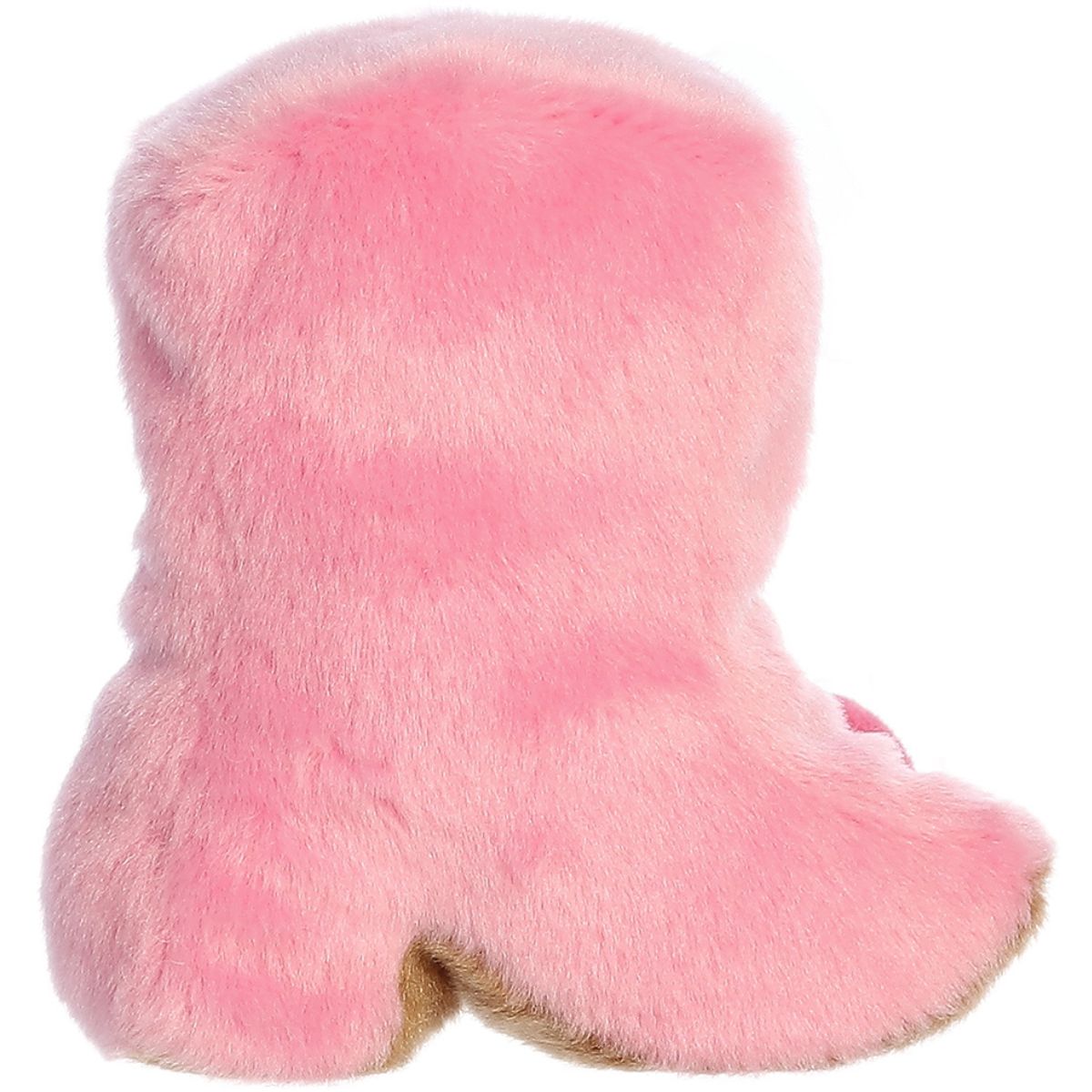 Rear thumbnail view of the Aurora cowgirl boot stuffed toy displaying its smooth, solid pink plush back and brown underside.