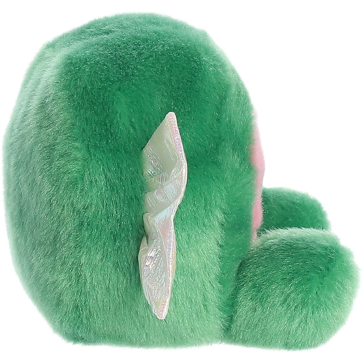 Side profile thumbnail of the mini taffy plush showcasing its rounded depth, plush green back, and a side view of its shiny wrapper end.