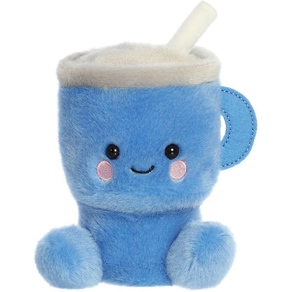 Front view thumbnail of the cute blue Cliff Travel Cup plush sitting straight, highlighting its symmetrical face and rosy pink cheeks.