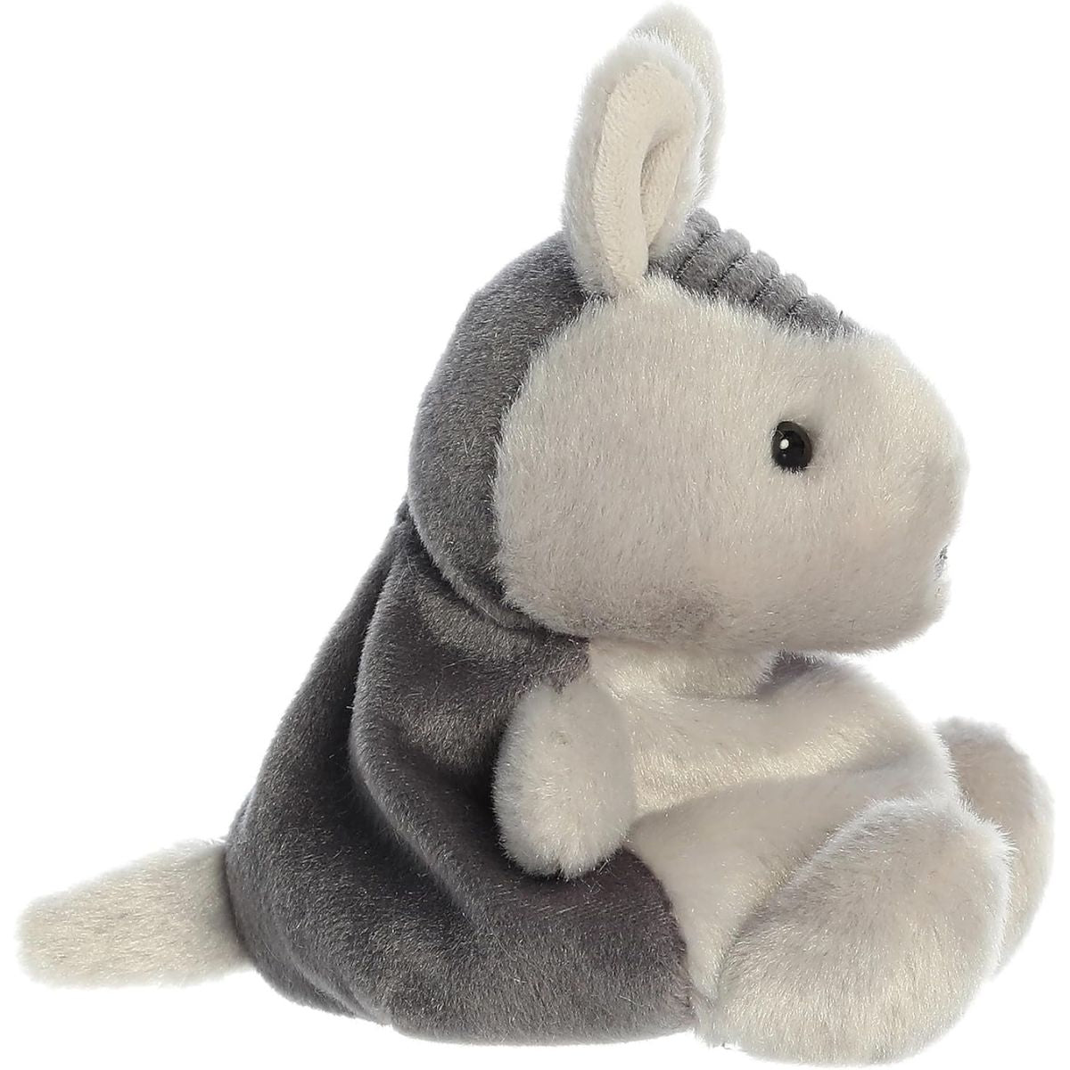 Side profile thumbnail of the mini armadillo plush showcasing its layered dark grey shell on its back and a small extended tail.