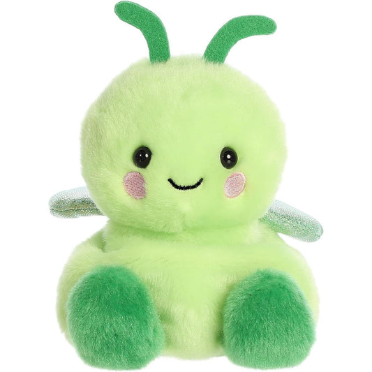 Front view thumbnail of the cute Maestro Grasshopper plush sitting straight, highlighting its symmetrical face, rosy pink cheeks, and dark green feet.