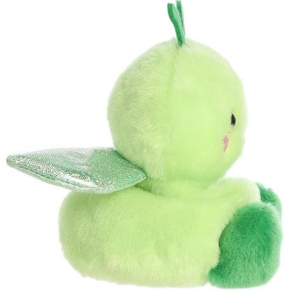 Side profile thumbnail of the mini grasshopper plush showcasing its rounded shape and a glittery wing extending backward.