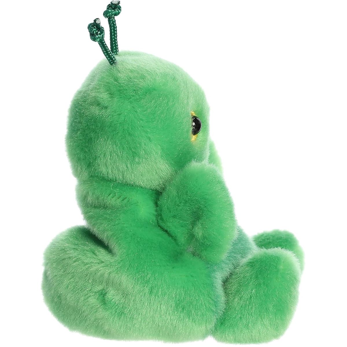 The right side profile thumbnail of the sitting green mantis plush highlighting its rounded body shape and soft antenna tips.