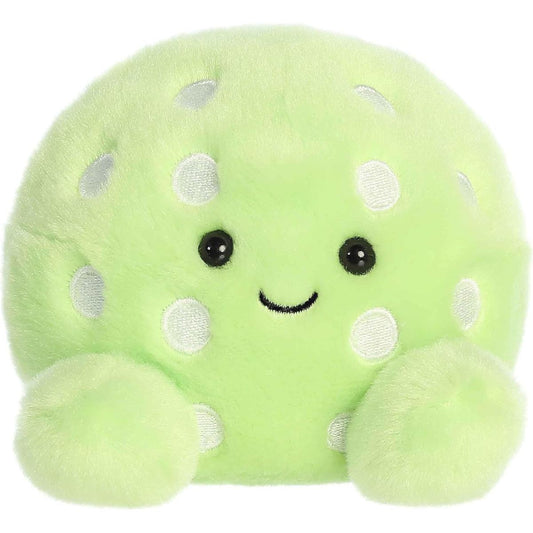 A close-up front portrait thumbnail of the Steve Pickleball plush showing its black eyes, sweet smiling mouth, and round shape.