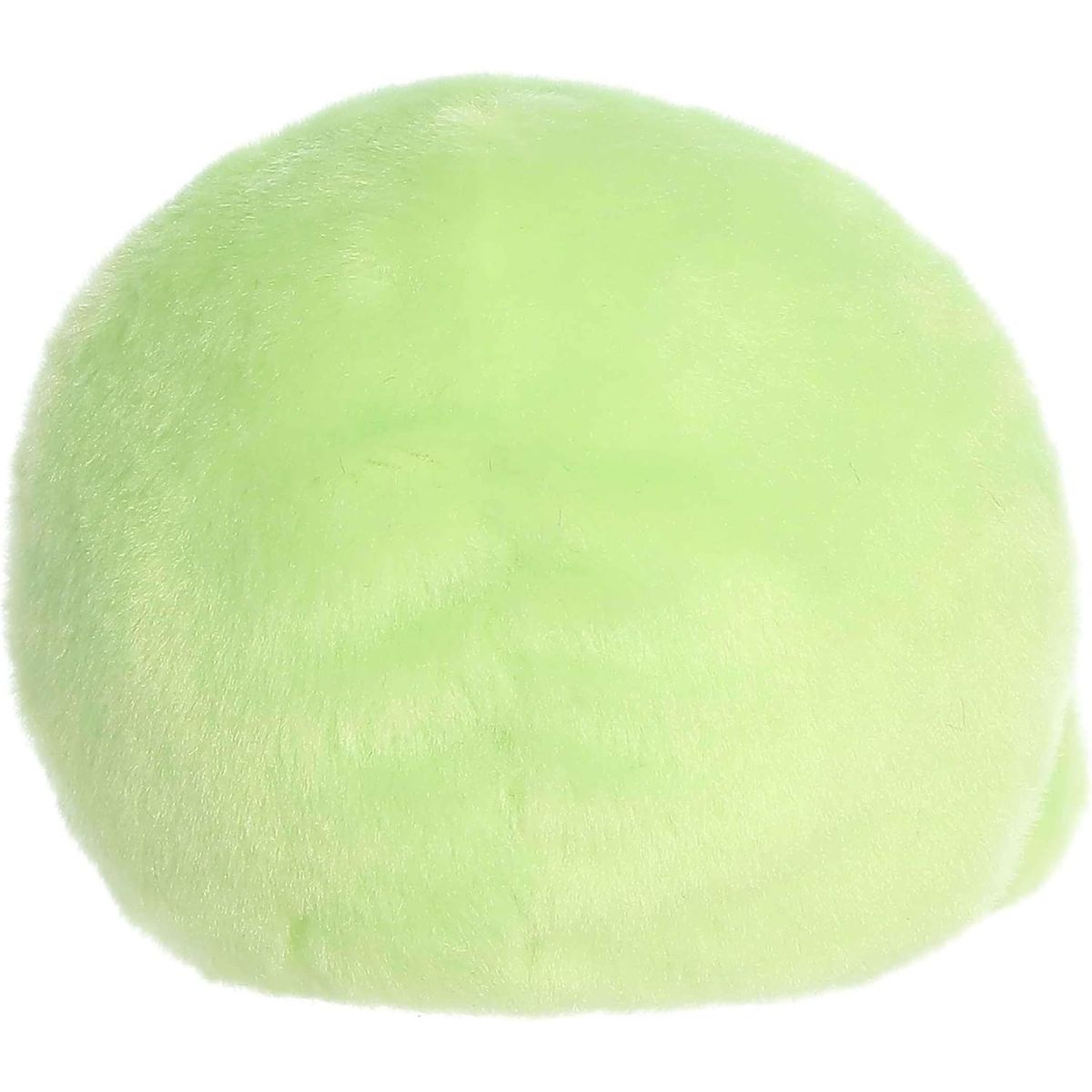 The rear thumbnail view of the green Aurora sports plush toy showing its smooth lime-green backing and white circular patterns.