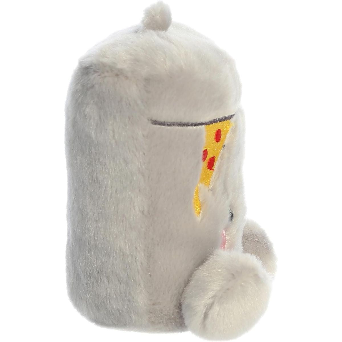 The right side profile thumbnail of the sitting grey trashcan plush highlighting its round cylindrical shape and top lid line.