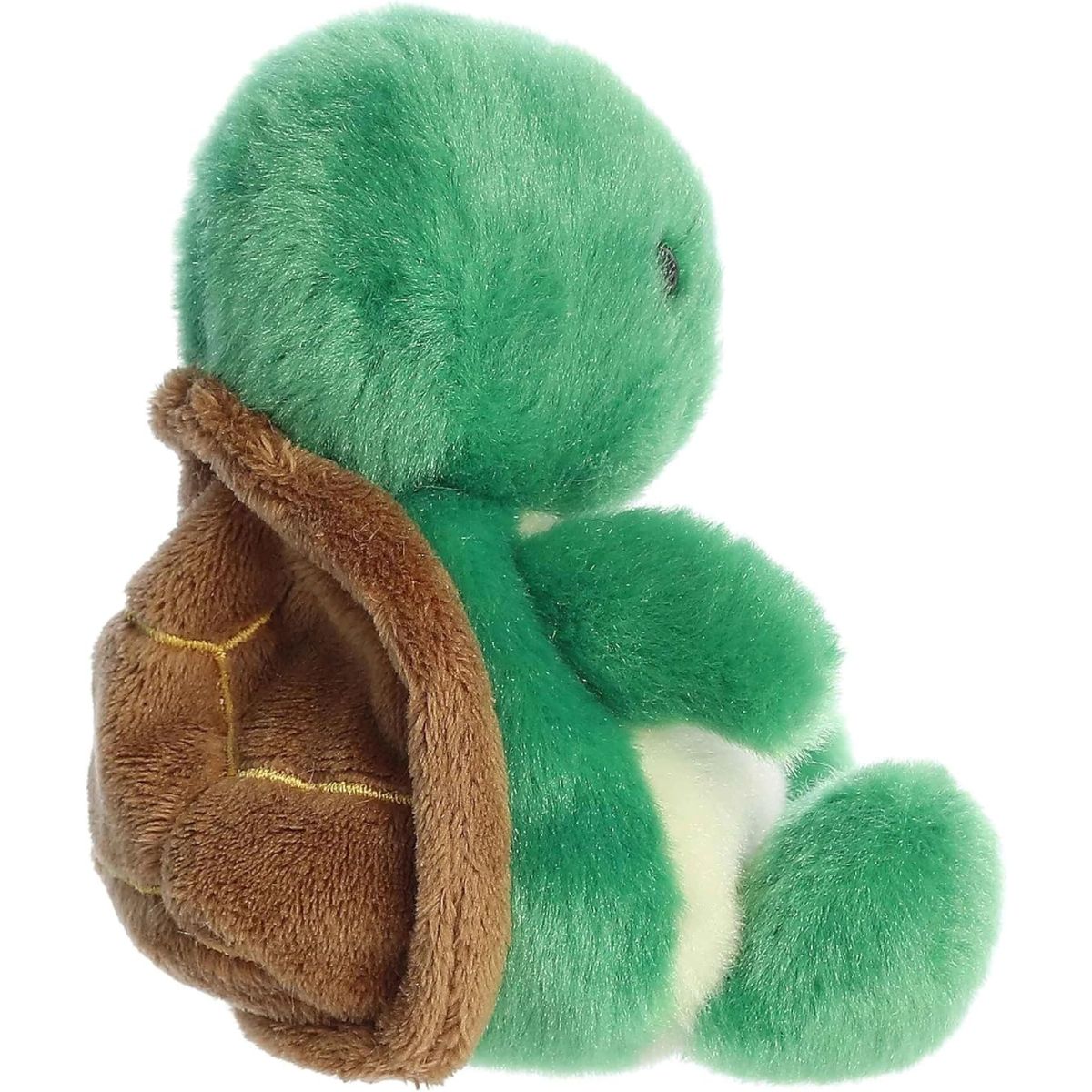 The right side profile thumbnail of the sitting green turtle plush highlighting its detailed brown shell profile.